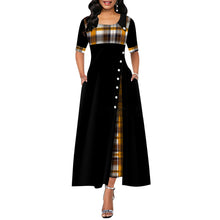 Charger l'image dans la galerie, Elegant Long Dress Women spring Plaid Print Party Dress Irregular Vintage Dresses Ladies Button A-Line 2020 New fashion Dress