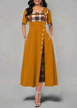Charger l'image dans la galerie, Elegant Long Dress Women spring Plaid Print Party Dress Irregular Vintage Dresses Ladies Button A-Line 2020 New fashion Dress
