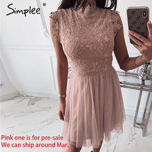 Charger l'image dans la galerie, Simplee Women sleeveless lace dress Sexy embroidery floral black short party dress Ladies spring chic night club summer dress