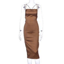Charger l'image dans la galerie, Dulzura neon satin lace up 2020 summer women bodycon long midi dress sleeveless backless elegant party outfits sexy club clothes
