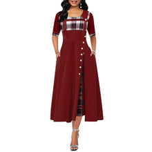 Charger l'image dans la galerie, Elegant Long Dress Women spring Plaid Print Party Dress Irregular Vintage Dresses Ladies Button A-Line 2020 New fashion Dress
