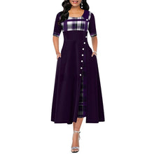 Charger l'image dans la galerie, Elegant Long Dress Women spring Plaid Print Party Dress Irregular Vintage Dresses Ladies Button A-Line 2020 New fashion Dress
