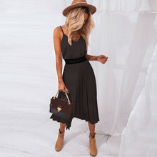 Charger l'image dans la galerie, BEFORW 2020 Women Summer Sexy V-Neck Party Dress Elegant Spaghetti Strap Female Pleated Office Dresses Female Pink Midi Dress
