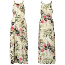 Charger l'image dans la galerie, NEDEINS Women V Neck Split Dress Floral Print Long  Summer Spaghetti Strap Party Pink Chiffon Elegant Casual Maxi Dresses Beach
