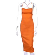 Charger l'image dans la galerie, Dulzura neon satin lace up 2020 summer women bodycon long midi dress sleeveless backless elegant party outfits sexy club clothes
