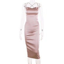 Charger l'image dans la galerie, Dulzura neon satin lace up 2020 summer women bodycon long midi dress sleeveless backless elegant party outfits sexy club clothes
