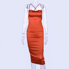 Charger l'image dans la galerie, Dulzura neon satin lace up 2020 summer women bodycon long midi dress sleeveless backless elegant party outfits sexy club clothes
